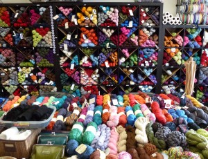 table+wall of yarn